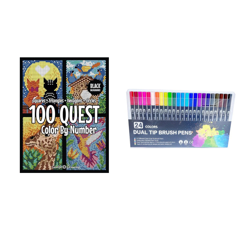 100 QUEST Färg efter nummer-bok