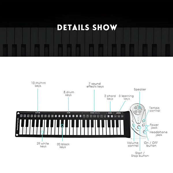 Bärbart piano med silikonklaviatur | CLAVIER