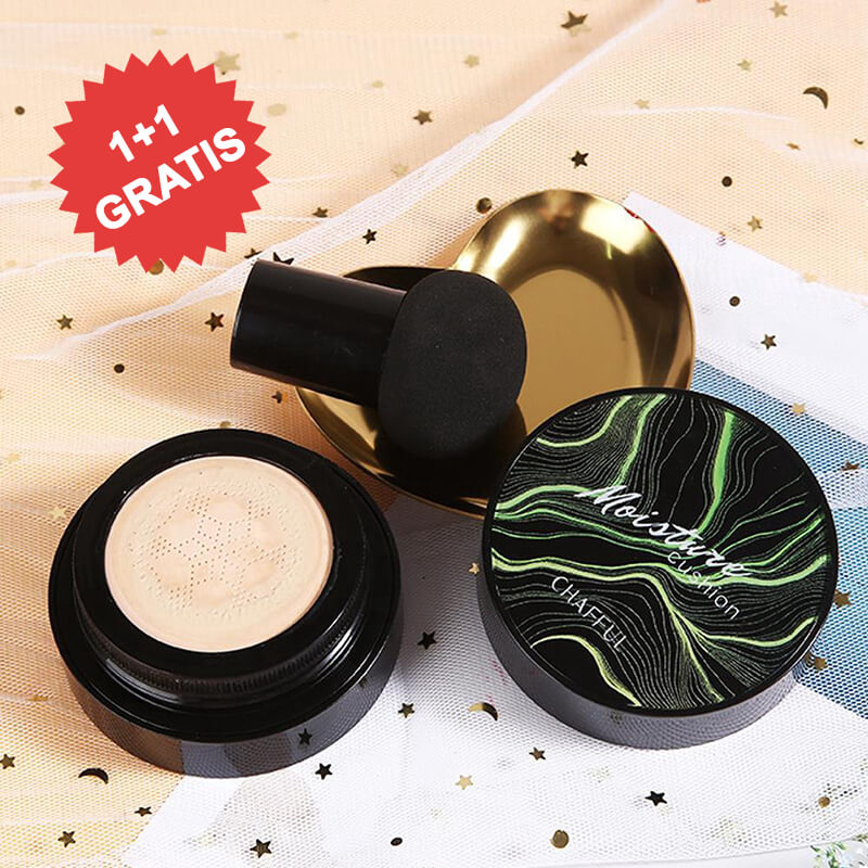 Air cushion foundation med svamphuvudapplikator MUSSBALM 1+1 FREE