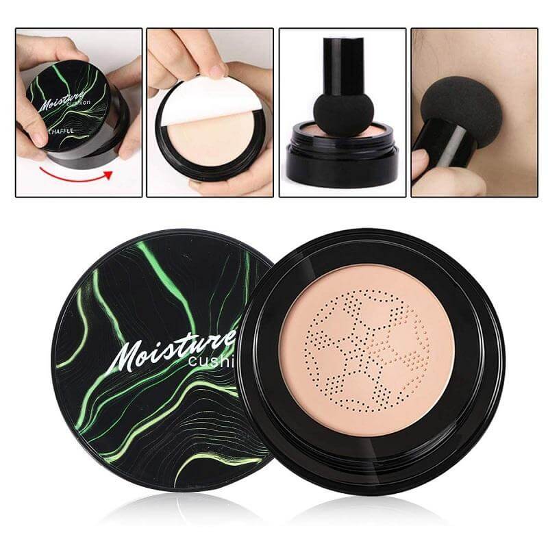 Air cushion foundation med svamphuvudapplikator MUSSBALM 1+1 FREE